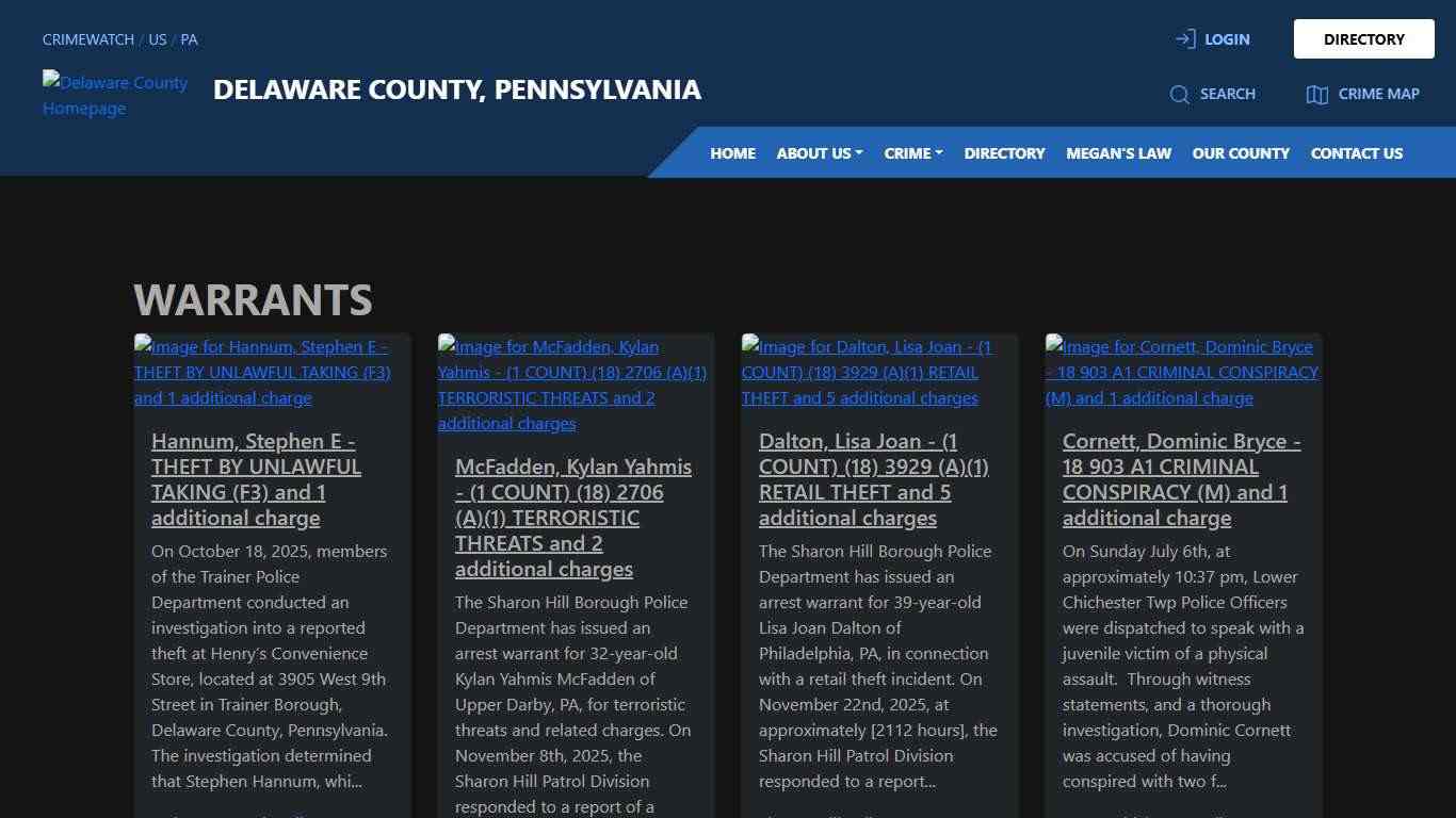 Warrants for Delaware County, Pennsylvania | CRIMEWATCH