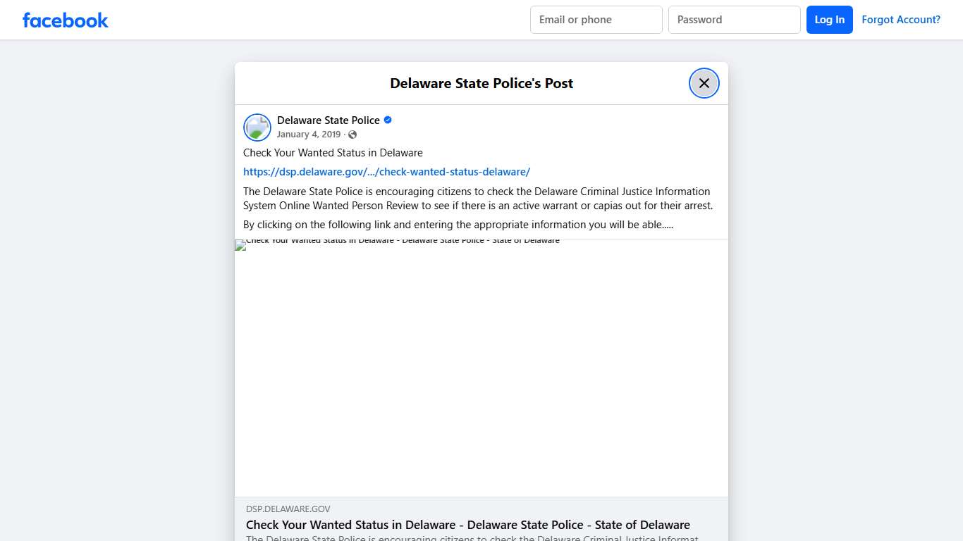 Check Your Wanted Status in... - Delaware State Police | Facebook